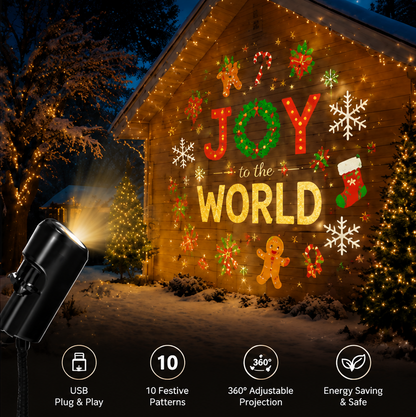 ✨Plug-&-Play HD Christmas Projector –  10 Festive Scenes